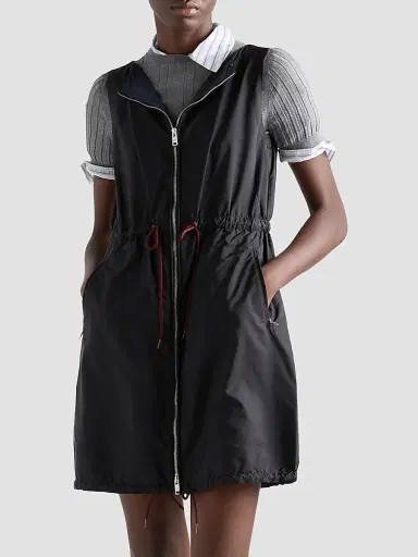 Prada Women's Lightweight Nylon Mini-Dress - Black - Size 10 | Thumbnail 3