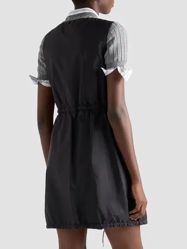 Prada Women's Lightweight Nylon Mini-Dress - Black - Size 10 | Thumbnail 4