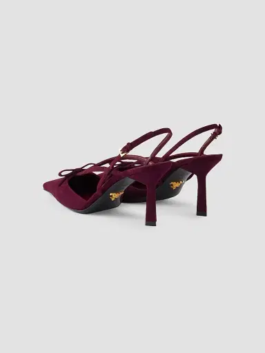 Prada Women's Suede Slingback Pumps - Dark Red | Thumbnail 2