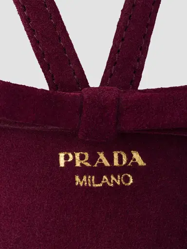 Prada Women's Suede Slingback Pumps - Dark Red | Thumbnail 5