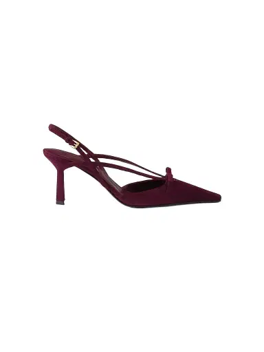 Prada Women's Suede Slingback Pumps - Dark Red | Thumbnail 1