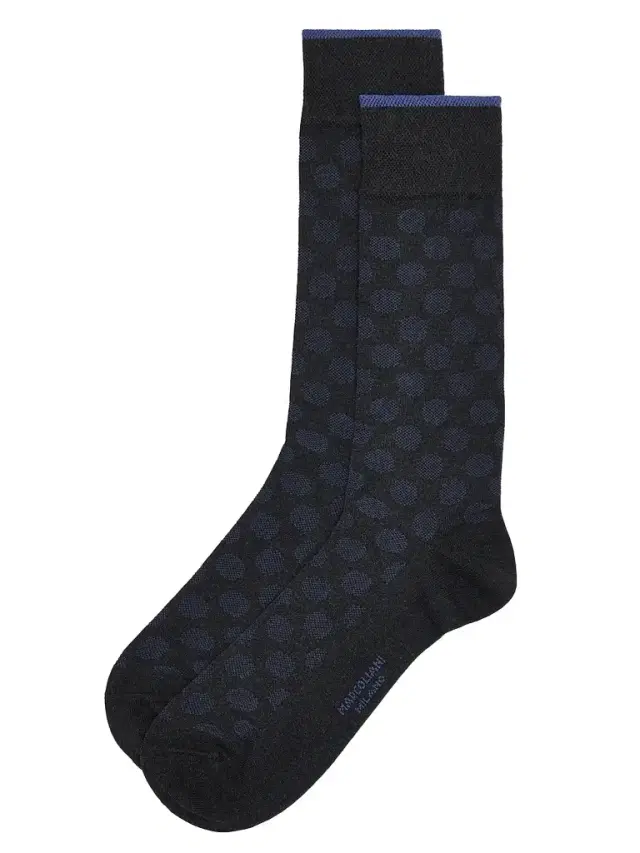 Marcoliani Men's Jacquard Dot Cotton-Nylon Socks