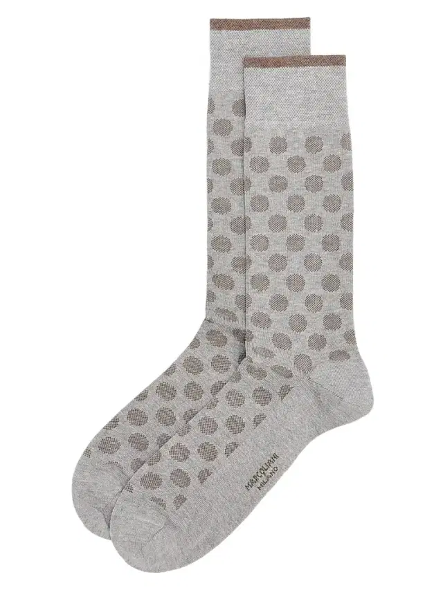 Marcoliani Men's Jacquard Dot Cotton-Nylon Socks - Pearl