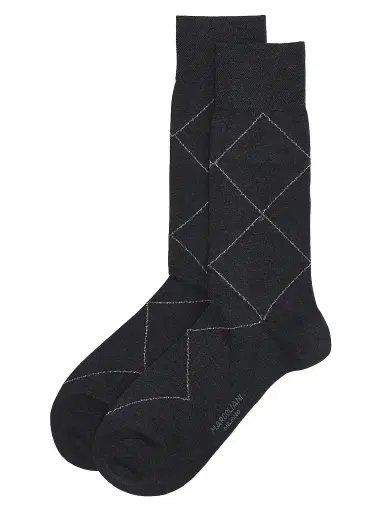 Marcoliani Men's Ombré Argyle Cotton-Nylon Socks - Charcoal | Thumbnail 1