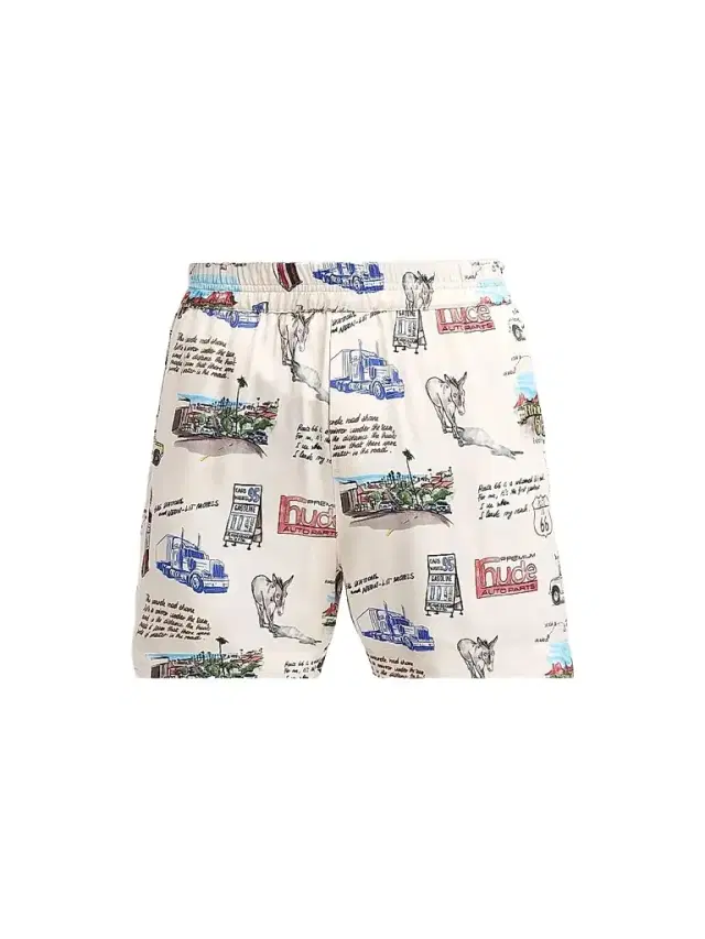 Rhude Men's Highway Graphic Shorts - White Multi