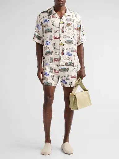 Rhude Men's Highway Camp Shirt - White Multi - Size XXL | Thumbnail 2