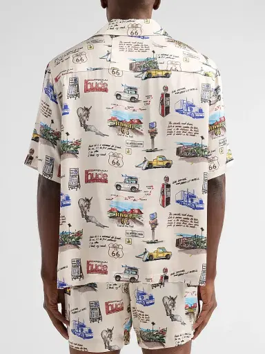 Rhude Men's Highway Camp Shirt - White Multi - Size XXL | Thumbnail 3