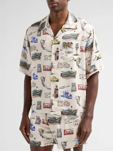 Rhude Men's Highway Camp Shirt - White Multi - Size XXL | Thumbnail 4