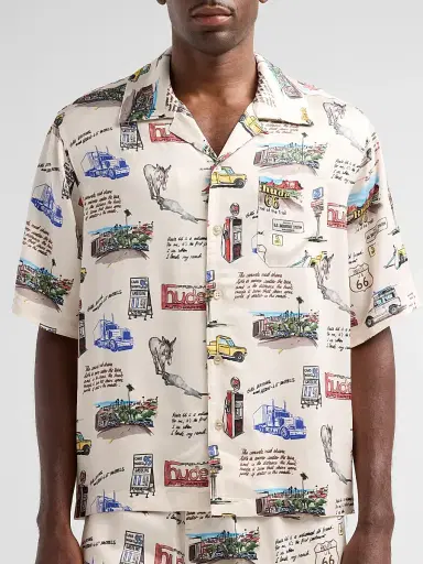 Rhude Men's Highway Camp Shirt - White Multi - Size XXL | Thumbnail 5