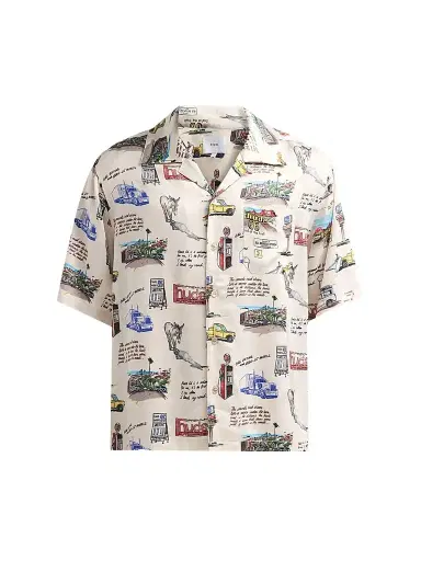 Rhude Men's Highway Camp Shirt - White Multi - Size XXL | Thumbnail 1
