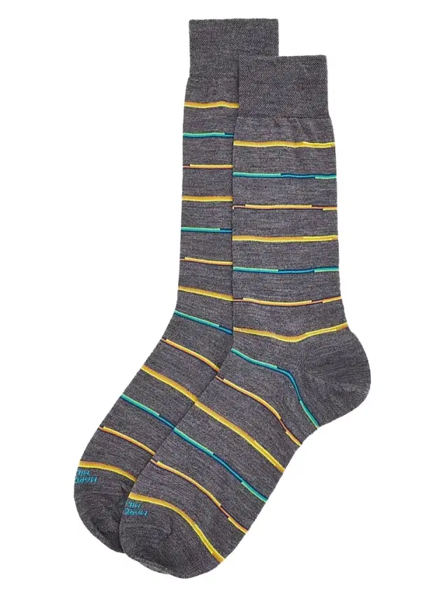 Marcoliani Men's Mixed Striped Wool-Nylon Socks