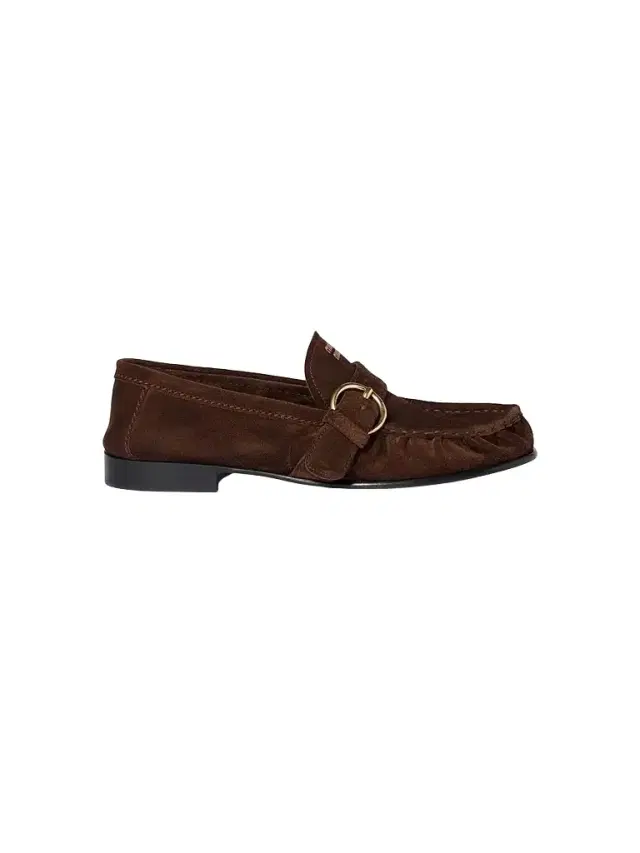 Miu Miu Women's Suede Loafers with Buckle - Brown