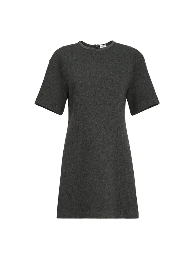 Brunello Cucinelli Women's Techno Cotton and Cashmere Interlock T-Shirt Dress - Anthracite
