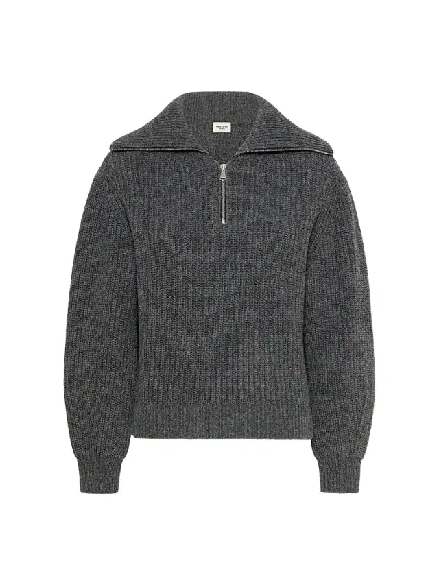 Weekend Max Mara Women's Wool Zip Up Roll Neck Jumper - Dark Grey