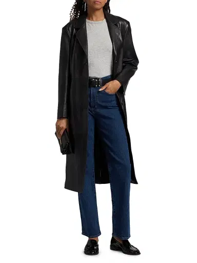 ARMA Women's Aisa Leather Longline Jacket - Black | Thumbnail 2