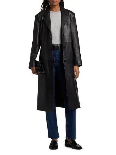 ARMA Women's Aisa Leather Longline Jacket - Black | Thumbnail 3
