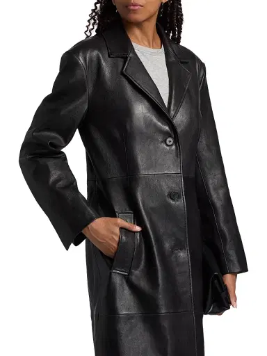 ARMA Women's Aisa Leather Longline Jacket - Black | Thumbnail 6