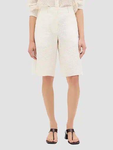Another Tomorrow Women's Gingham Bermuda Shorts - Off White - Size 4 | Thumbnail 3