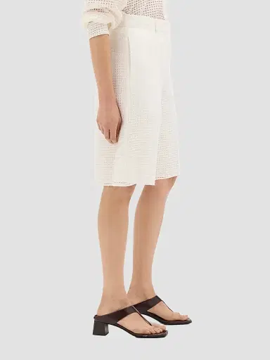 Another Tomorrow Women's Gingham Bermuda Shorts - Off White - Size 4 | Thumbnail 4