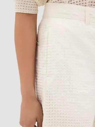 Another Tomorrow Women's Gingham Bermuda Shorts - Off White - Size 4 | Thumbnail 6