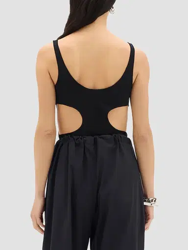 Another Tomorrow Women's Cutout Tank - Black - Size Large | Thumbnail 5
