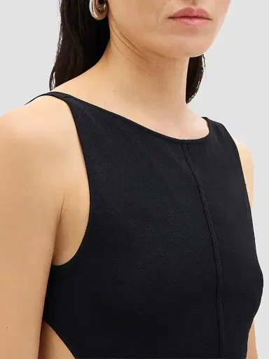 Another Tomorrow Women's Cutout Tank - Black - Size Large | Thumbnail 6