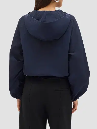 Another Tomorrow Women's Nylon Short Blouson Jacket - Navy | Thumbnail 4