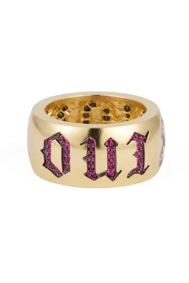 Sylva & Cie Black Diamond Ruby Oui Non French Ring | Thumbnail 1 Sylva & Cie Black Diamond Ruby Oui Non French Ring | Thumbnail 1
