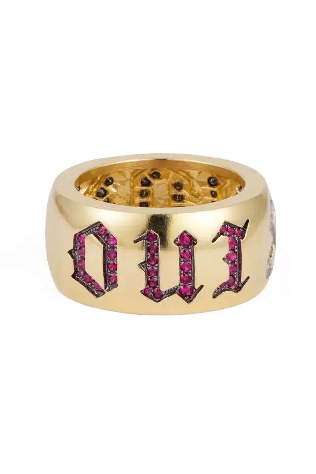 Sylva & Cie Black Diamond Ruby Oui Non French Ring