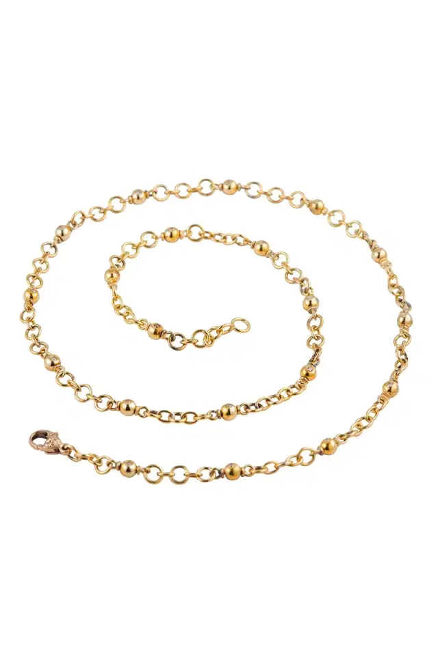 Sylva & Cie Diamond Dot Beaded Chain Necklace