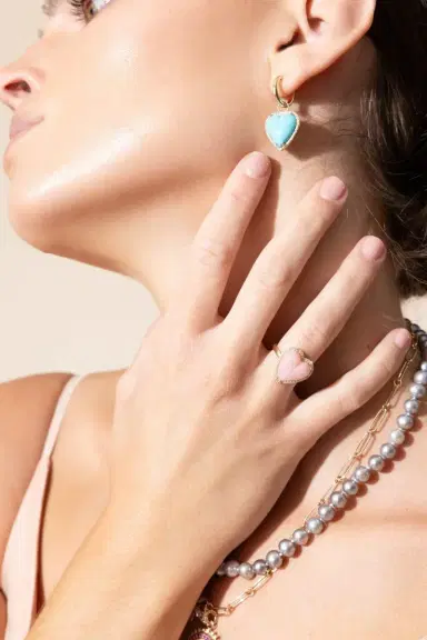 Storrow Diamond Pink Opal Alana Large Heart Ring | Thumbnail 2