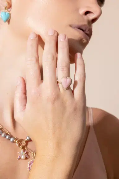 Storrow Diamond Pink Opal Alana Large Heart Ring | Thumbnail 3