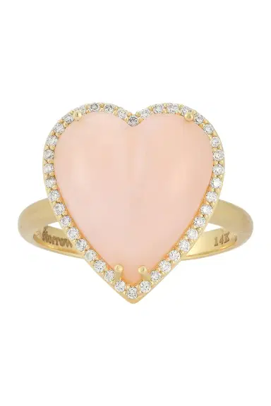 Storrow Diamond Pink Opal Alana Large Heart Ring | Thumbnail 4