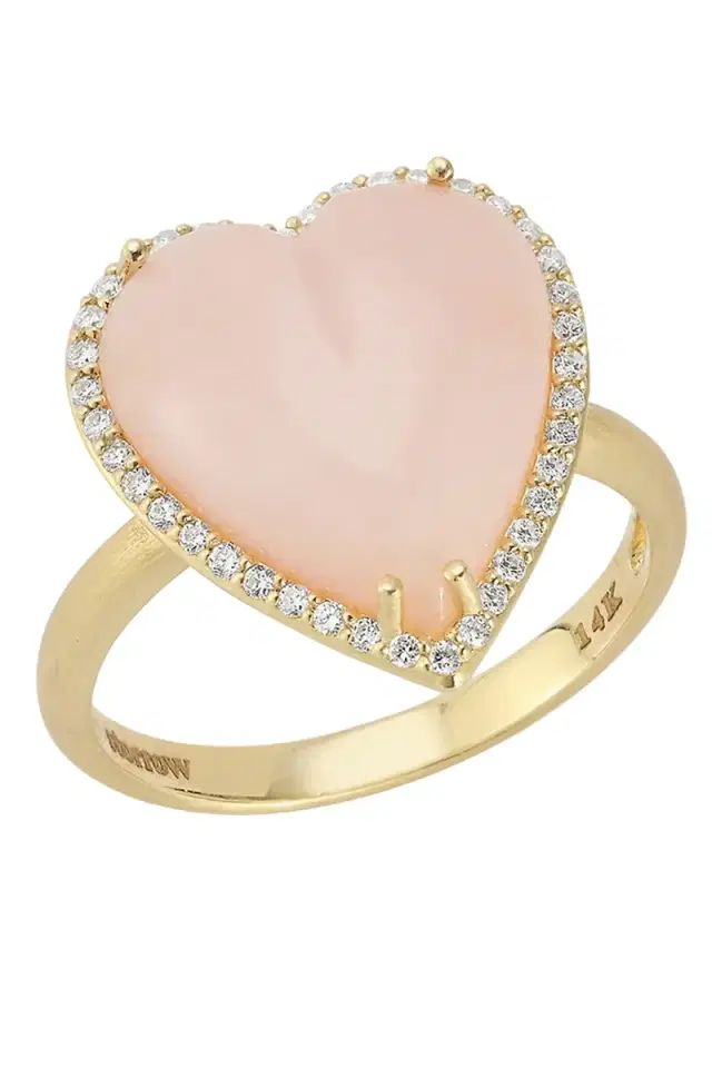 Storrow Diamond Pink Opal Alana Large Heart Ring