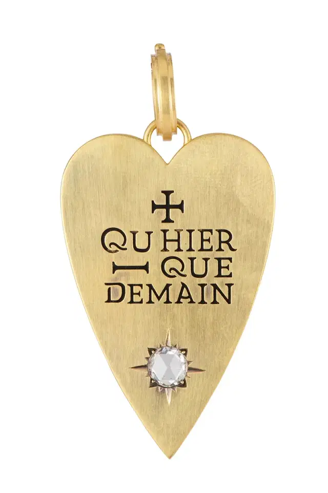 Sylva & Cie Diamond Rose Cut Heart Pendant Necklace
