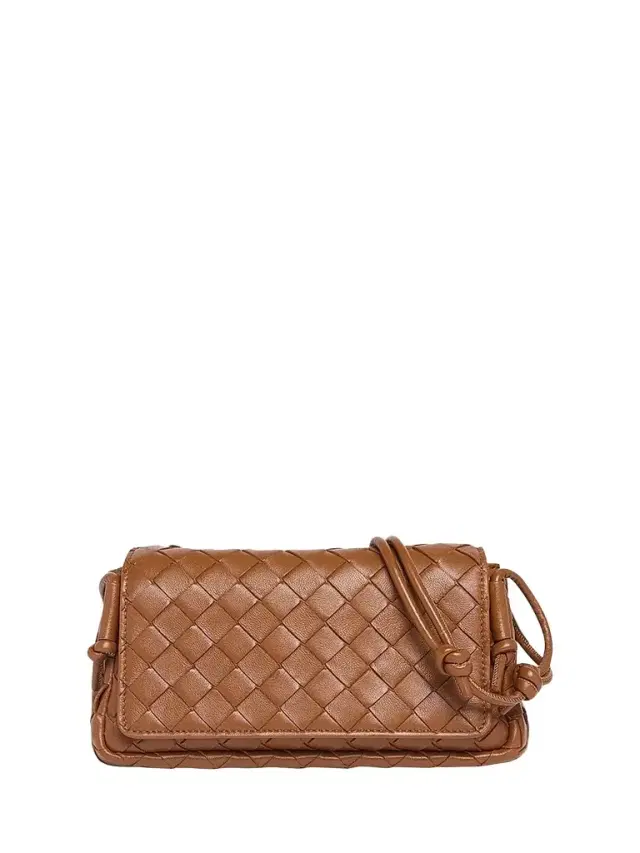 Women's Intrecciato Leather Pouch - Tannin Gold