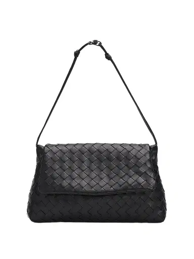 Bottega Veneta Women's Giorno Intrecciato Leather Shoulder Bag - Black Gold | Thumbnail 1