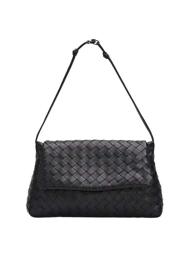 Women's Giorno Intrecciato Leather Shoulder Bag - Black Gold