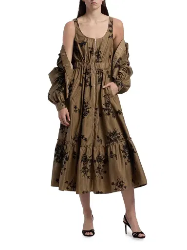Cinq à Sept Women's Wildflower Whimsy Vernetta Midi-Dress - Brown Sandstone Black | Thumbnail 2
