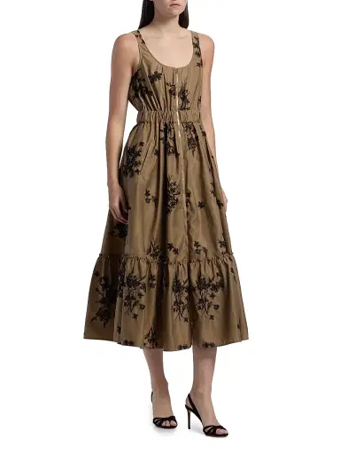 Cinq à Sept Women's Wildflower Whimsy Vernetta Midi-Dress - Brown Sandstone Black | Thumbnail 3