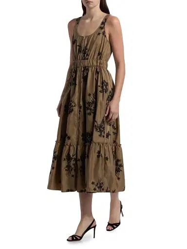 Cinq à Sept Women's Wildflower Whimsy Vernetta Midi-Dress - Brown Sandstone Black | Thumbnail 4