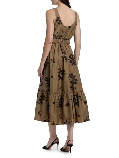 Cinq à Sept Women's Wildflower Whimsy Vernetta Midi-Dress - Brown Sandstone Black | Thumbnail 5