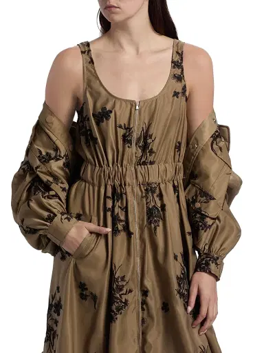 Cinq à Sept Women's Wildflower Whimsy Vernetta Midi-Dress - Brown Sandstone Black | Thumbnail 6