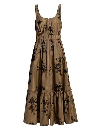 Cinq à Sept Women's Wildflower Whimsy Vernetta Midi-Dress - Brown Sandstone Black | Thumbnail 1