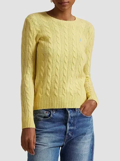 Polo Ralph Lauren Women's Julianna Cable-Knit Wool-Cashmere Sweater - Fall Yellow | Thumbnail 3