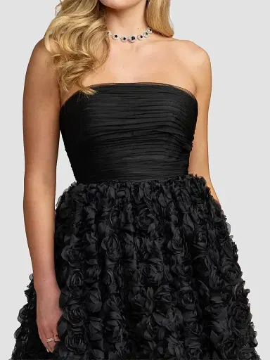 Mac Duggal Women's Strapless Rosette Lace Ballgown - Black | Thumbnail 3 Mac Duggal Women's Strapless Rosette Lace Ballgown - Black | Thumbnail 3