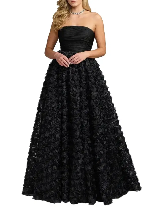 Mac Duggal Women's Strapless Rosette Lace Ballgown - Black
