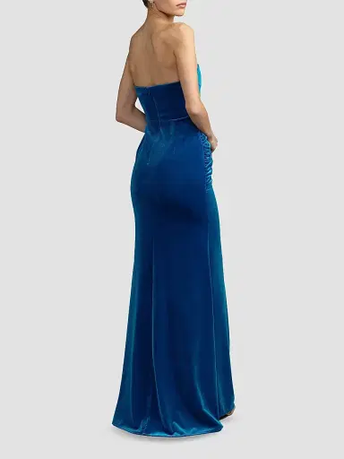 Mac Duggal Women's Side-Drape Velvet Column Gown | Thumbnail 2 Mac Duggal Women's Side-Drape Velvet Column Gown | Thumbnail 2