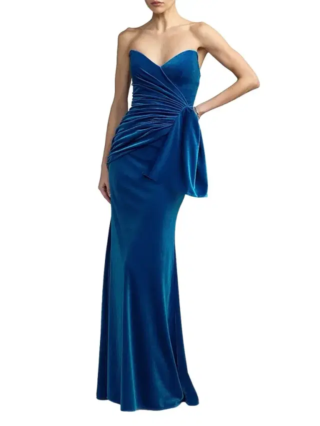 Mac Duggal Women's Side-Drape Velvet Column Gown