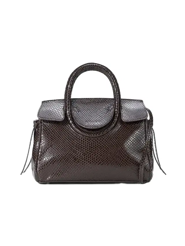 STAUD Women's Maude Mini Snakeskin Embossed Carryall Bag - Espresso Snake